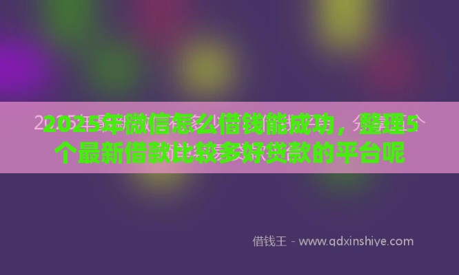 2025年微信怎么借钱能成功，整理5个最新借款比较多好贷款的平台呢