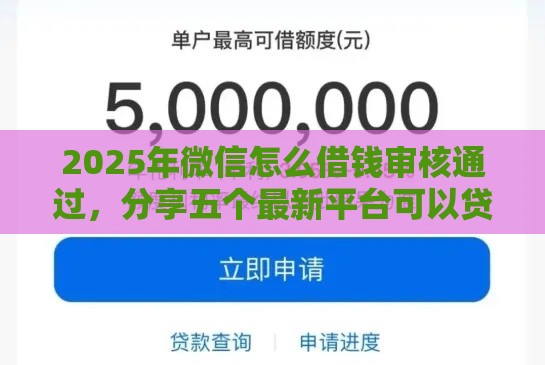 2025年微信怎么借钱审核通过，分享五个最新平台可以贷款