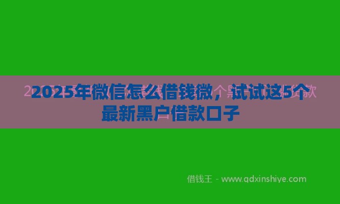 2025年微信怎么借钱微，试试这5个最新黑户借款口子