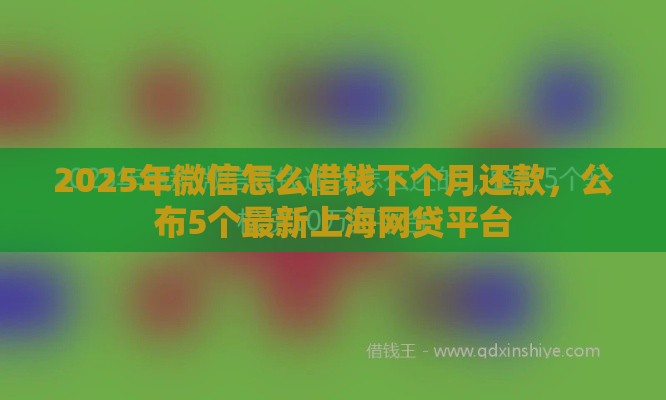 2025年微信怎么借钱下个月还款，公布5个最新上海网贷平台