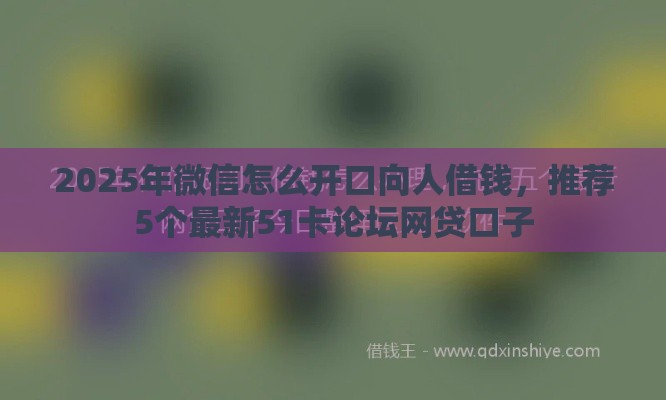 2025年微信怎么开口向人借钱，推荐5个最新51卡论坛网贷口子