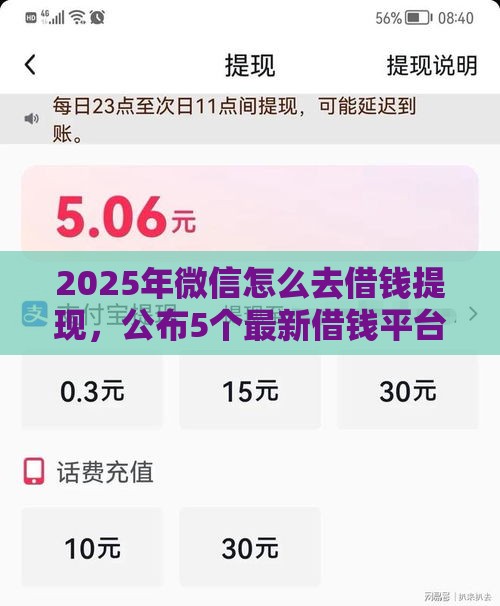 2025年微信怎么去借钱提现，公布5个最新借钱平台容易通过的