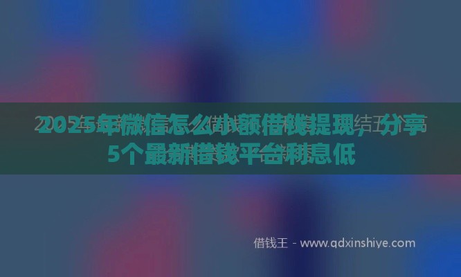 2025年微信怎么小额借钱提现，分享5个最新借钱平台利息低