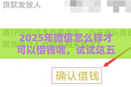 2025年微信怎么样才可以借钱呢，试试这五个最新黑户下款的口子还