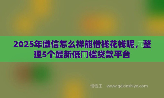 2025年微信怎么样能借钱花钱呢，整理5个最新低门槛贷款平台