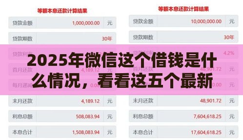 2025年微信这个借钱是什么情况，看看这五个最新贷款利率低的平台