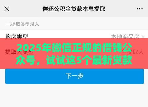 2025年微信正规的借钱公众号,试试这5个最新贷款好平台 2025年微信正规的借钱公众号,试试这5个最新贷款好平台