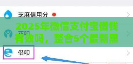 2025年微信支付宝借钱有效吗，整合5个最新黑户有逾期也能必过的口子