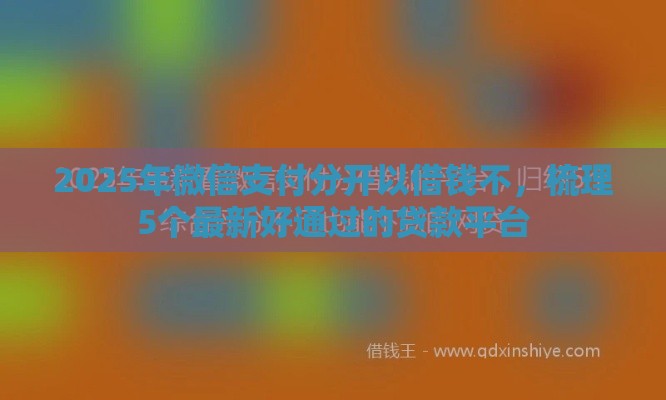 2025年微信支付分开以借钱不，梳理5个最新好通过的贷款平台