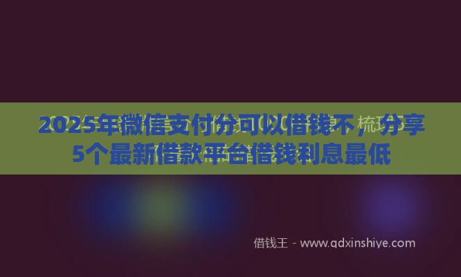 2025年微信支付分可以借钱不，分享5个最新借款平台借钱利息最低