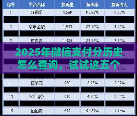 2025年微信支付分历史怎么查询，试试这五个最新网贷平台排名不分先后前10名