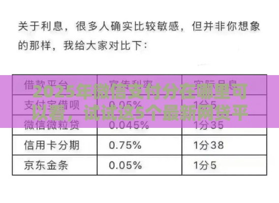 2025年微信支付分在哪里可以看，试试这5个最新网贷平台借钱靠谱