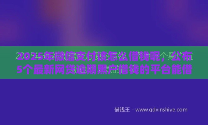 2025年微信支付该怎么借钱呢，公布5个最新网贷逾期黑户借钱的平台能借