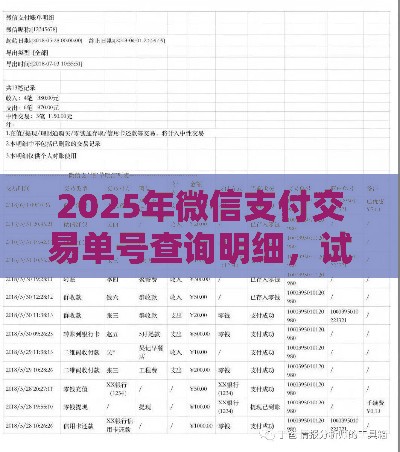 2025年微信支付交易单号查询明细，试试这5个最新网贷查询平台