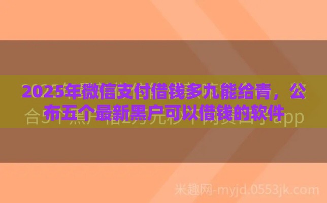 2025年微信支付借钱多九能给青,公布五个最新黑户可以借钱的软件 2025年微信支付借钱多九能给青,公布五个最新黑户可以借钱的软件