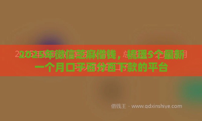 2025年微信芝麻借钱，梳理5个最新一个月口子百分百下款的平台