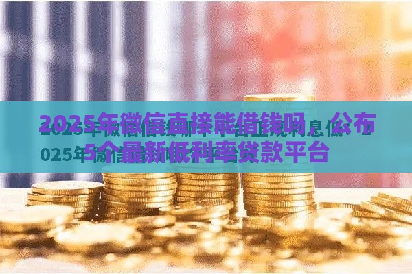 2025年微信直接能借钱吗，公布5个最新低利率贷款平台