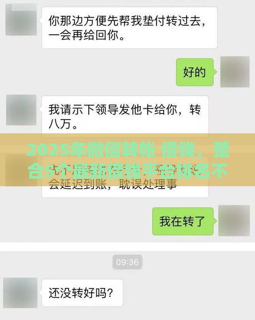 2025年微信转帐 借钱，整合5个最新借钱平台排名不分先后