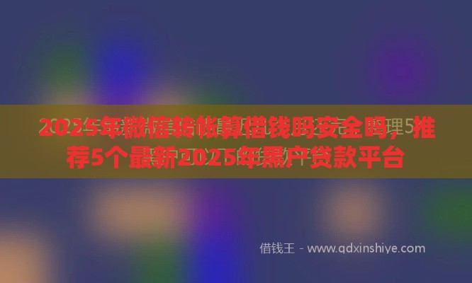 2025年微信转帐算借钱吗安全吗，推荐5个最新2025年黑户贷款平台