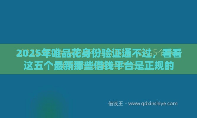 2025年唯品花身份验证通不过，看看这五个最新那些借钱平台是正规的