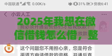 2025年我想在微信借钱怎么借，整合五个最新黑户花户能下款的app口子