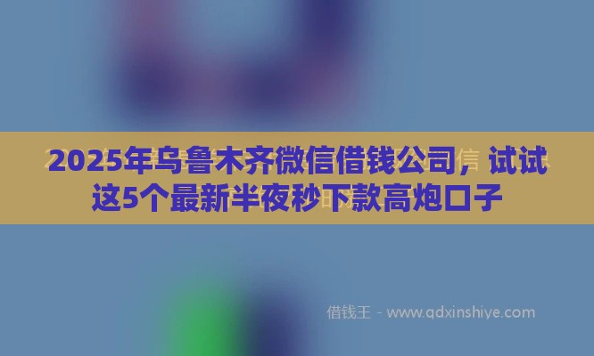 2025年乌鲁木齐微信借钱公司，试试这5个最新半夜秒下款高炮口子