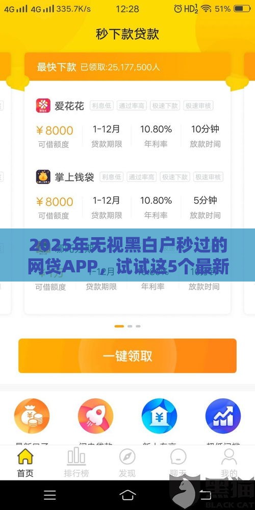 2025年无视黑白户秒过的网贷APP，试试这5个最新高利贷贷款平台