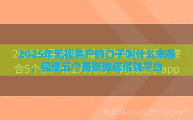 2025年无视黑户的口子叫什么来着，梳理五个最新微信借钱平台