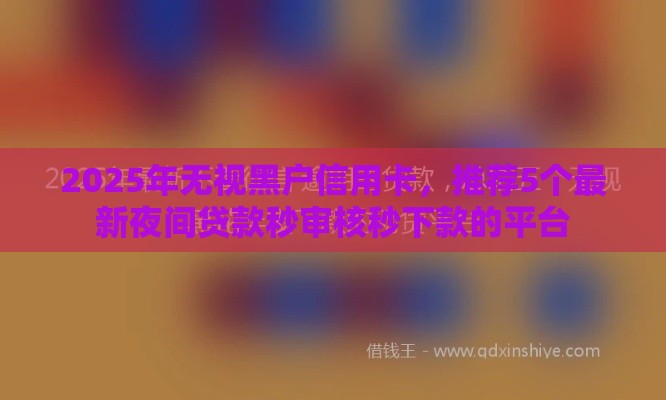 2025年无视黑户信用卡，推荐5个最新夜间贷款秒审核秒下款的平台