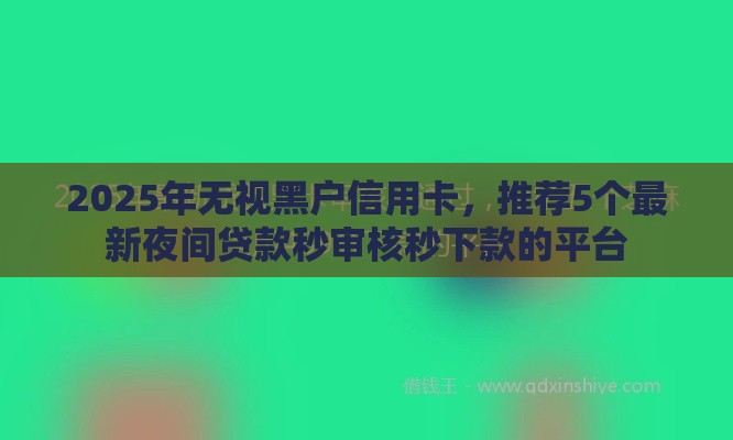 2025年无视黑户信用卡，推荐5个最新夜间贷款秒审核秒下款的平台
