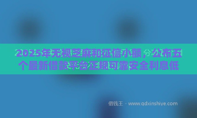 2025年无视芝麻和征信小额，公布五个最新借款平台正规可靠安全利息低