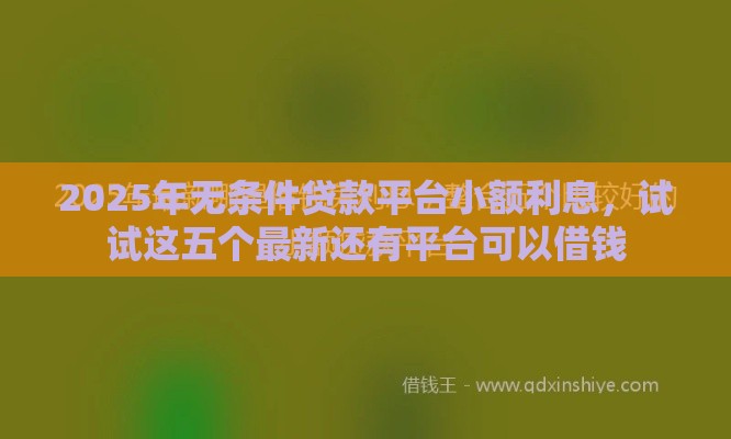 2025年无条件贷款平台小额利息，试试这五个最新还有平台可以借钱