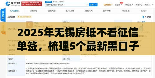 2025年无锡房抵不看征信单签，梳理5个最新黑口子必下款app2023