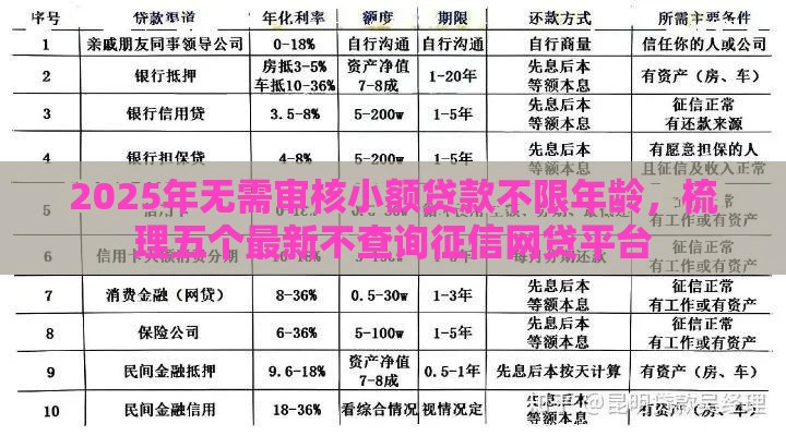 2025年无需审核小额贷款不限年龄，梳理五个最新不查询征信网贷平台
