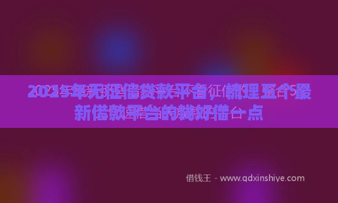 2025年无征信贷款平台，梳理五个最新借款平台的钱好借一点