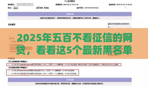 2025年五百不看征信的网贷，看看这5个最新黑名单可以贷款的平台