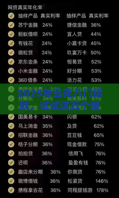 2025年五花八门借款，试试这五个最新额度高的网贷平台