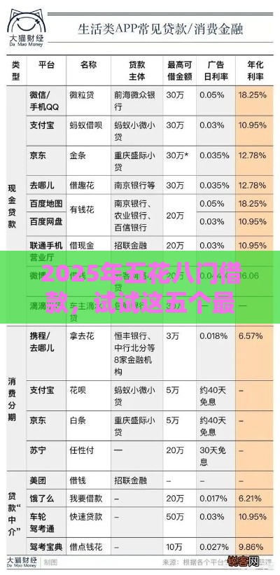 2025年五花八门借款，试试这五个最新额度高的网贷平台