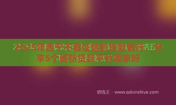 2025年西宁不看征信的贷款银行，分享5个最新贷款平台哪家好