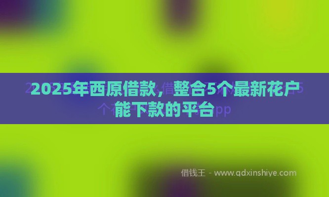 2025年西原借款，整合5个最新花户能下款的平台