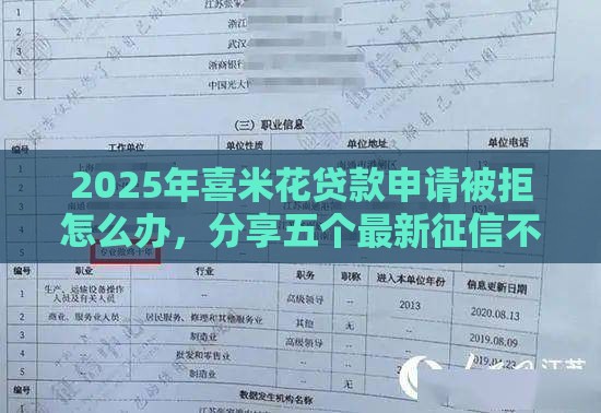 2025年喜米花贷款申请被拒怎么办，分享五个最新征信不好也能借款的平台