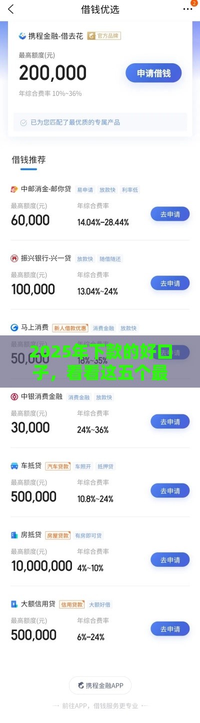 2025年下款的好口子，看看这五个最新线上小额贷款平台