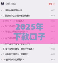 2025年下款口子，公布5个最新容易通过的网贷平台