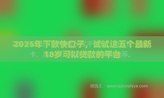 2025年下款快口子，试试这五个最新18岁可以贷款的平台