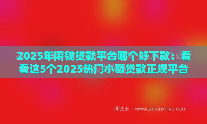 2025年闲钱贷款平台哪个好下款：看看这5个2025热门小额贷款正规平台