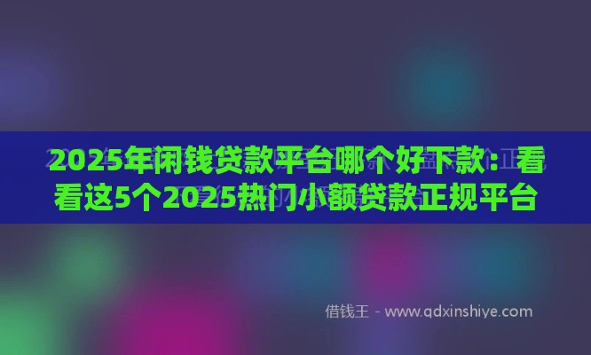 2025年闲钱贷款平台哪个好下款：看看这5个2025热门小额贷款正规平台