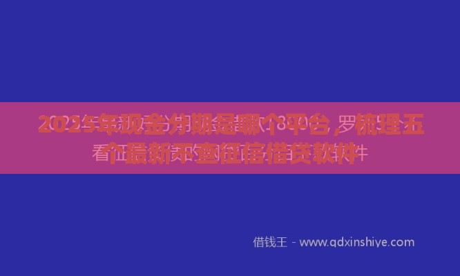 2025年现金分期是哪个平台，梳理五个最新不查征信借贷软件