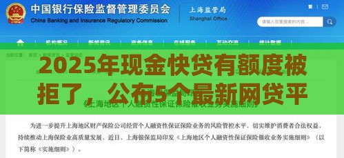 2025年现金快贷有额度被拒了，公布5个最新网贷平台逾期