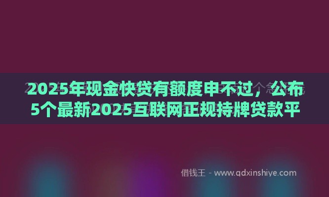 2025年现金快贷有额度申不过，公布5个最新2025互联网正规持牌贷款平台