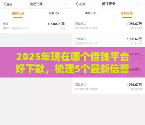 2025年现在哪个借钱平台好下款，梳理5个最新信誉差秒通过借款平台